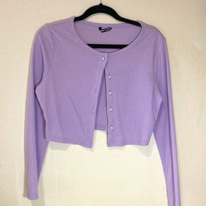 Pearl Button Front Crop Tee